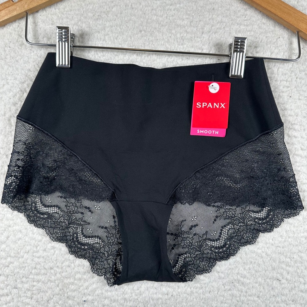 NWT Spanx Lace Hi-Hipster Womens L Smooth Shaping Panty SP0515 Black Seamless
